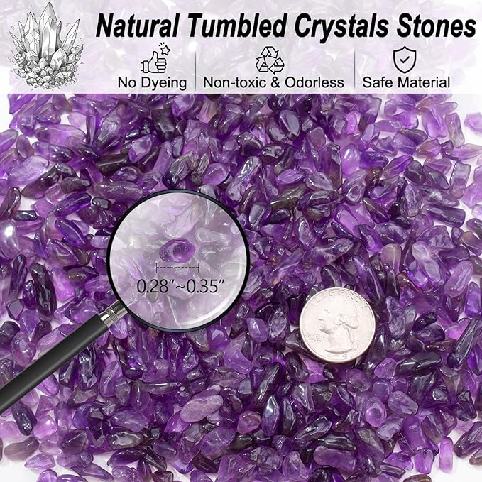 3 LB Amethyst Crystal Rocks Tumbled Crushed Stones Amethyst Crystal Quartz Chips Bulk Natural Gemstones Healing Reiki Mini Quartz Vase Filler Fish Tank Gravel Rocks-PawvioPets