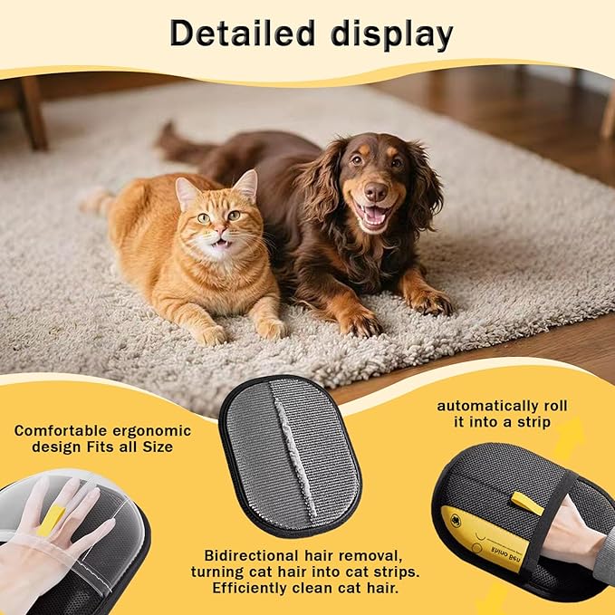 3 Pcs Pet Hair Removal Glove for Cats,Newly Upgraded Reusable Electrostatic Pet Hair Gloves, magic brush pet hair remover Tool for Clothing, Couch, Carpet, Car Seat-PawvioPets