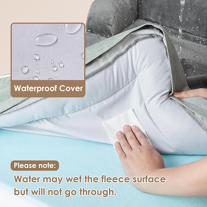 EHEYCIGA Orthopedic Dog Bed for Small Dogs, Waterproof Memory Foam Small Dog Beds with Sides, Non-Slip Bottom and Egg-Crate Foam Medium Pet Couch Bed with Washable Removable Cover, Greyish Green-PawvioPets