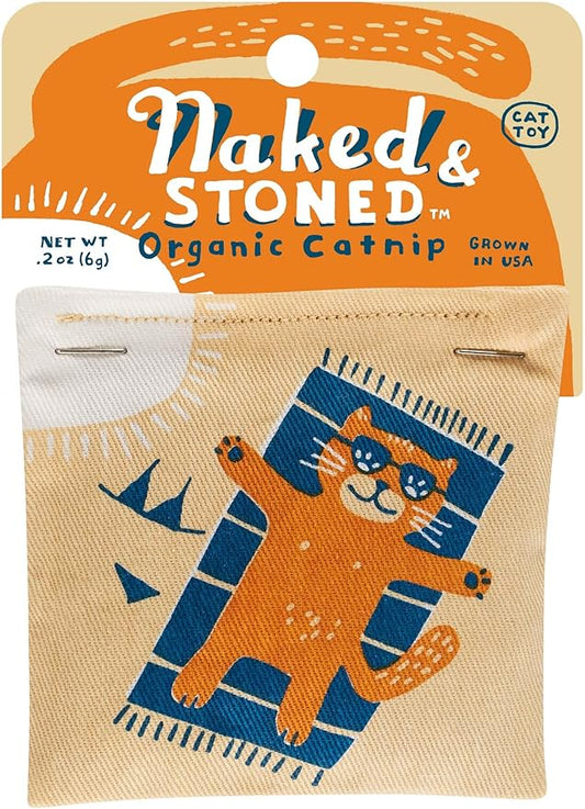 Blue Q Naked & Stoned Catnip Cat Toy. Premium Organic Catnip Grown in The USA, 100% Cotton Pouches, Kitty Graphics Sure to Delight Every Cat-Keeper.-PawvioPets