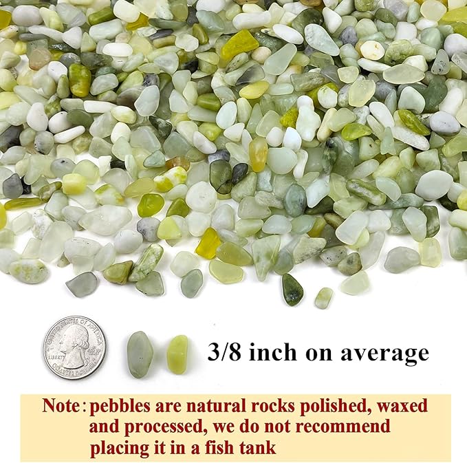 2 lbs Jade Rocks for Plants Indoor, 3/8 inch Small Pebbles for Indoor Plants, Decorative Rocks for Succulents Cactus Bamboo Vases Landscaping Drainage and Outdoor Garden Rocks-PawvioPets