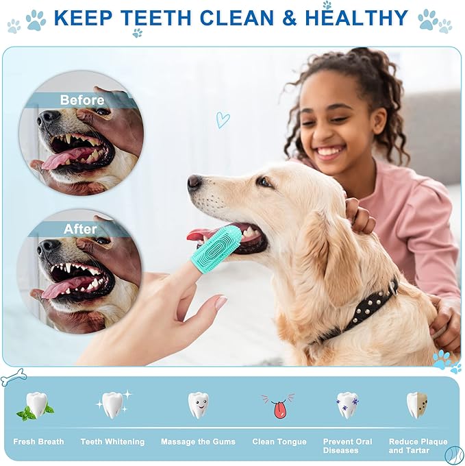 Dog Toothbrush Dogs Tooth Brushing Kit 4 Pack Dog Finger Toothbrush for Dogs Teeth Cleaning& Dental Care,Dogss Tooth Brush Pet Toothbrush-PawvioPets
