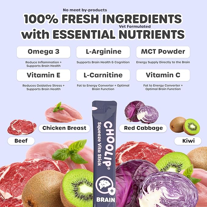 Bundle | Kidney + Brain Pouches. 14 Squeeze Vita Sticks (7 Kidney + 7 Brain) with Essential multivitamins. [Both Products are for Cats & Dogs of All Life Stages]-PawvioPets