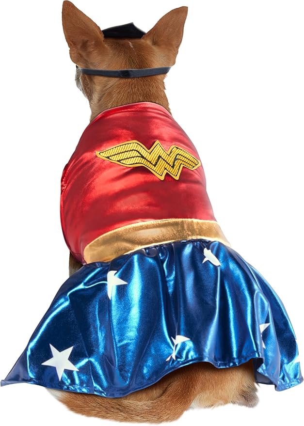 DC Comics: Wonder Woman Pet Costume for For Dogs or Cats by Rubies, Large-PawvioPets