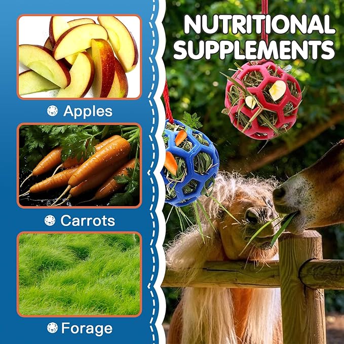 2 Pcs Hay Ball for Horses to Play with, Relieve Stress with This Bright Color Hay Feeder Ball for Horses Goat to Avoid Boredom-PawvioPets