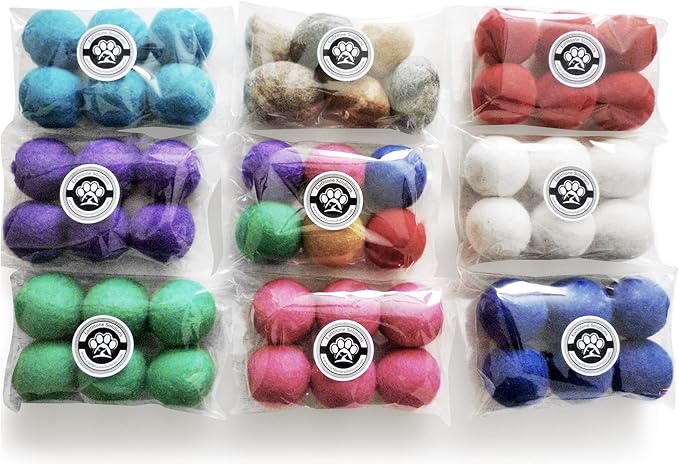 Balls for Cats - Felt Wool Cat Toy Balls for Small Pet Fetch and Play - Eco Friendly Quiet Wool Ball Cat Toy for Cats and Kittens - Choose Your Colors (White)-PawvioPets