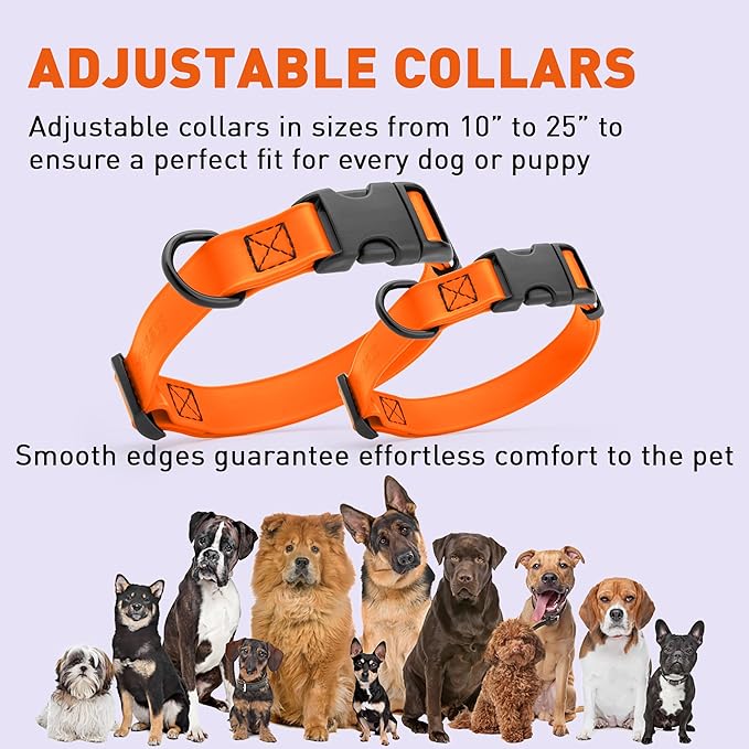 Dogline Biothane Waterproof Dog Collar with Quick Release Buckle Strong Coated Nylon Webbing with Odor- Proof for Easy Care Easy to Clean Fits Small Medium Large Dogs, Orange 5/8" W 9-14" L-PawvioPets