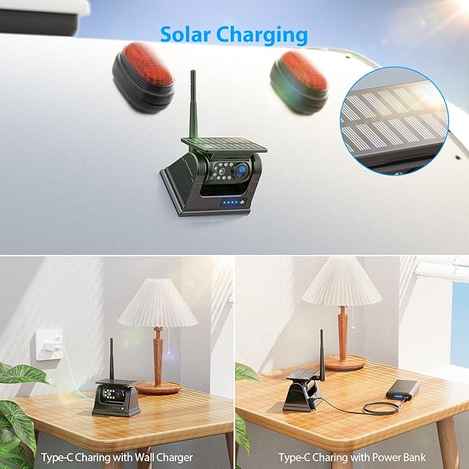 2 Magnetic Solar Wireless Backup Camera HD 1080P 9" DVR Monitor, Solar Rechargeable RV Backup Cameras Wireless System for Hitching Gooseneck Horse Trailer Fifth Wheels RVs Trucks BL902-PawvioPets