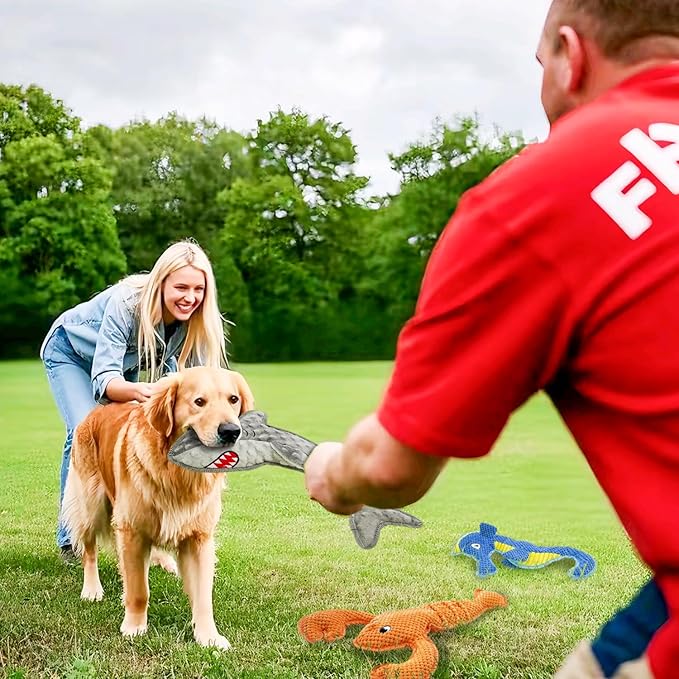 Dog Toy Squeak No Stuffing Toys, 4-Pack Toys for Small Medium Large Breed, Puppy Teething Interactive Toy to Keep Them Busy, Best Christmas Birthday Gift-PawvioPets