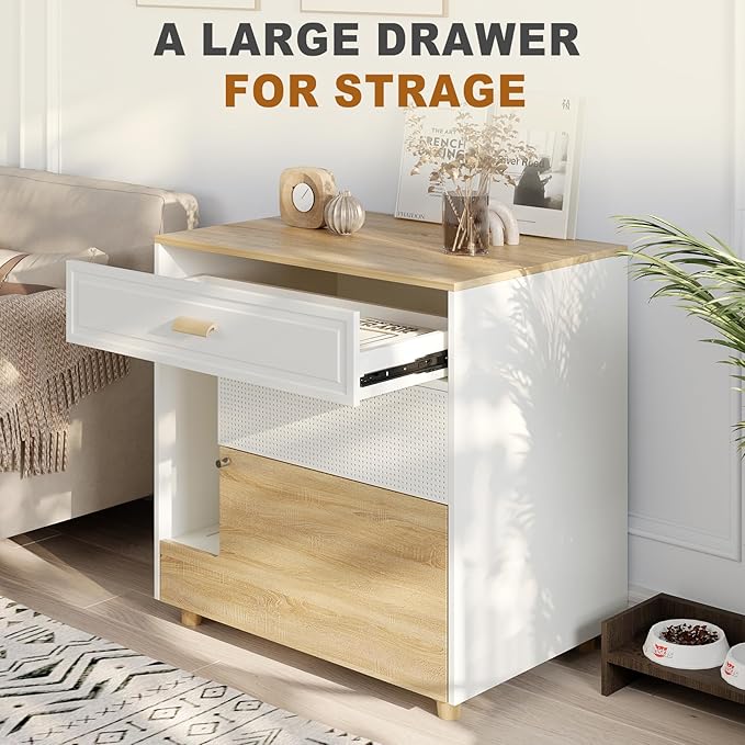 Cat Litter Box Enclosure - Indoor Litter Box Furniture Hidden with Drawer and Door - 32"x19"x32"H-PawvioPets