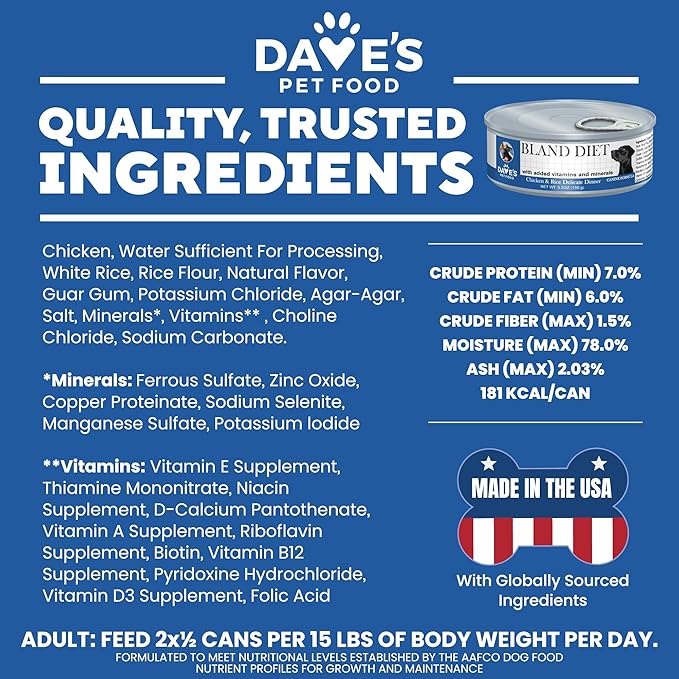 Dave's Pet Food Sensitive Stomach Dog Food (Chicken & Rice), Easy to Digest, Gluten-Free, Digestive Care, Wet Canned, 5.5 oz (Case of 24)-PawvioPets