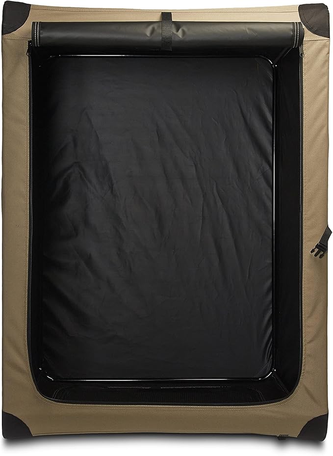 Amazon Basics Dog Crate, Travel Dog Kennel Double Door Collapsible, Lightweight Soft-Sided Folding, Portable Dog Cage, XL 42" x 31" x 31", Tan-PawvioPets