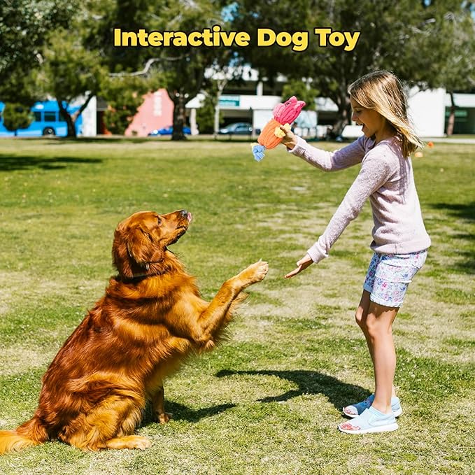 3pcs Dog Squeaky Toys, Plush Stuffed Puppy Chew Toy for Extended Play, Interactive Toys Great Gifts for Small Medium Large Chewer Dogs, Pet Toy Bulk to Keep Them Busy(Forg&Hippo&Pig)-PawvioPets