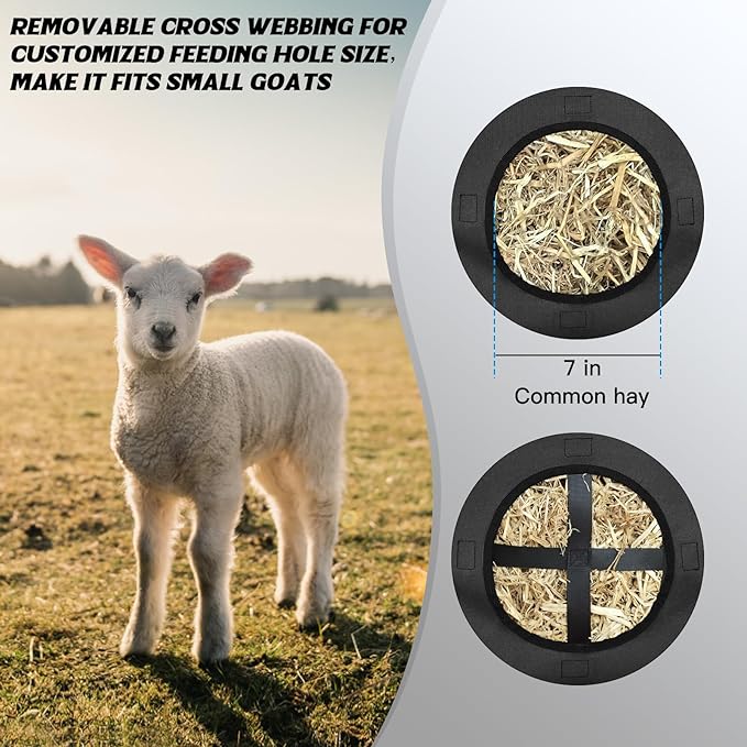 3 PCS Goat Hay Feeder,Hay Bags for Horses,Goats,Donkeys with Reinforced Oxford Fabric and High Strength Metal Clasp,Horse Feeding Supplies with Adjustable Strap for Easy Hanging (3Black)-PawvioPets