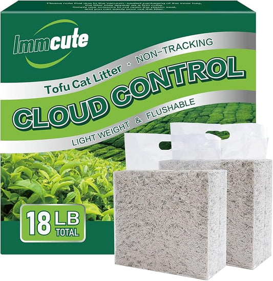 18lbs Tofu Cat Litter Clumping, Flushable, Dust-Free, Low Tracking, Lightweight, Ultra Absorbent and Fast Drying, 100% Natural Pea Husk Kitty Litter Solubility in Water, (9lbs×2bags)-PawvioPets