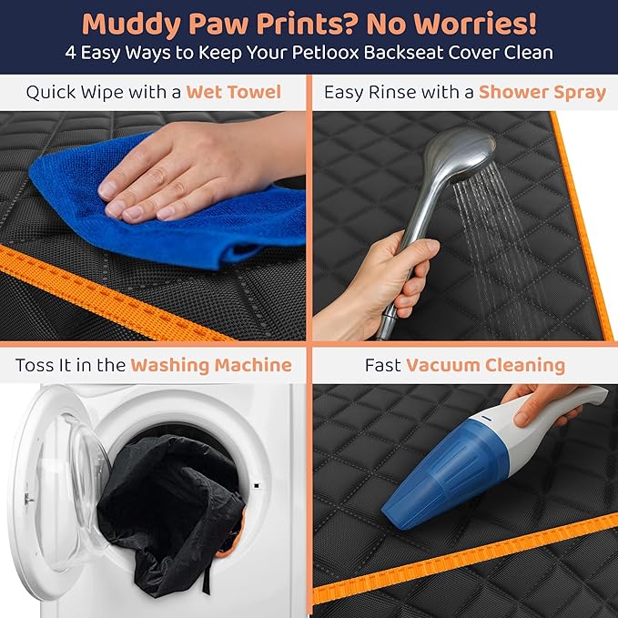 Dog Car Seat Cover for Back Seat, Waterproof Hammock for Car, SUV & Truck, Non-Slip Backseat Cover for Dogs, Heavy-Duty Dog Hammock Style Seat Protector Pets, Easy to Install & Clean-PawvioPets