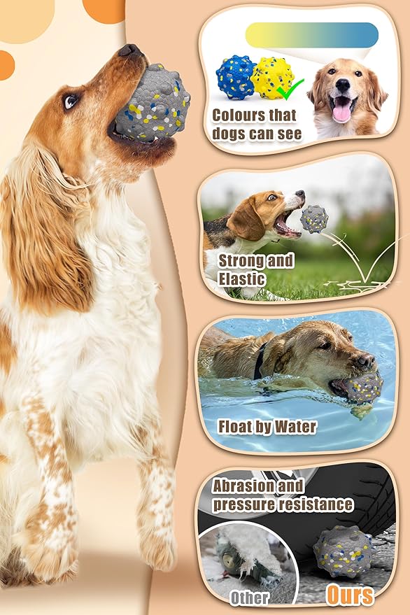 2.36'' Dog Balls for Dogs Aggressive Chewers Indestructible Tennis Durable Bouncy Interactive Dog Toy Balls for Fetch Game Floating Training(Grey Medium)-PawvioPets