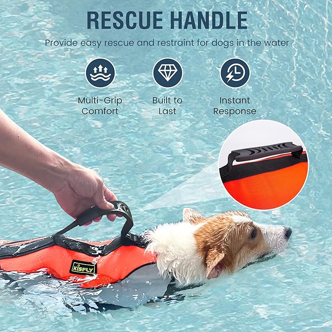 Dog Life Jackets for Large Breeds – Reflective Dog Life Vests for Swimming and Boating, Buoyancy Aid with Rescue Handle, Adjustable Swim Safety Vest (XL, Orange)-PawvioPets