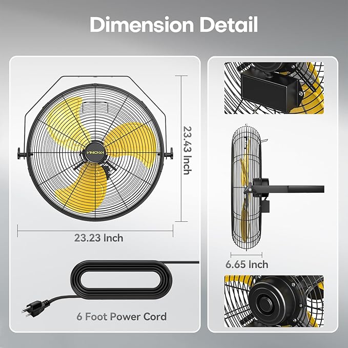 20 Inch Industrial Wall Mount Fan with 2 Pack, 5200 CFM Industrial Metal Wall Fans with Poweful Motor, 3 Speed, Heavy Duty Construction Indoor for Warehouse, Workshops, and Garage, UL Listed-PawvioPets