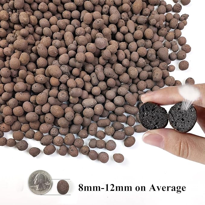 5 lbs Clay Pebbles for Plants, 8-12 mm Leca Clay Balls for Indoor Plants, Orchid Potting Mixes, Hydroponic Growing, Aquaponics, Potted Top Dressing and Drainage-PawvioPets