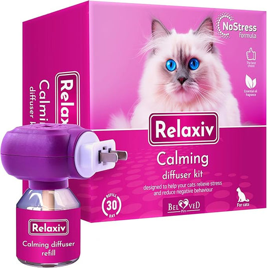Beloved Pets Cat Calming Diffuser & Pet Anti Anxiety Products - Feline Calm Pheromones Plug in & Cats Stress Relief Comfort Helps with Pee, New Zone, Aggression-PawvioPets