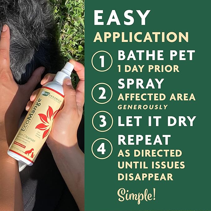 EcoMange Mange Relief for Dogs & Cats – 8 Oz. Cat & Dog Itch Relief, Sarcoptic & Demodectic Mite Spray – Herbal Extract & Essential Oil Itch Relief for Dogs – Natural Cat & Dog Sprays by Vet Organics-PawvioPets