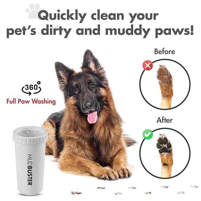 Dexas MudBuster Portable Paw Cleaner for Dogs, Large, Bright White Special Edition, Premium Pet Supplies and Accessories-PawvioPets