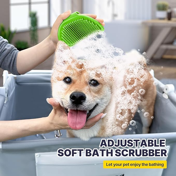 B4 Dog Bathtub Dog Washing Station with Scrubber for Small Medium Dogs Cats, Foldable Dog Tub for Bathing and Grooming, Portable Collapsible Dog Shower Tub, Indoor and Outdoor-PawvioPets