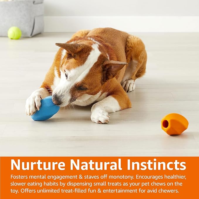 Amazon Basics Interactive Dog Treat Dispensing Enrichment Chew Toy, Medium, Multi Color, 2-Pack-PawvioPets