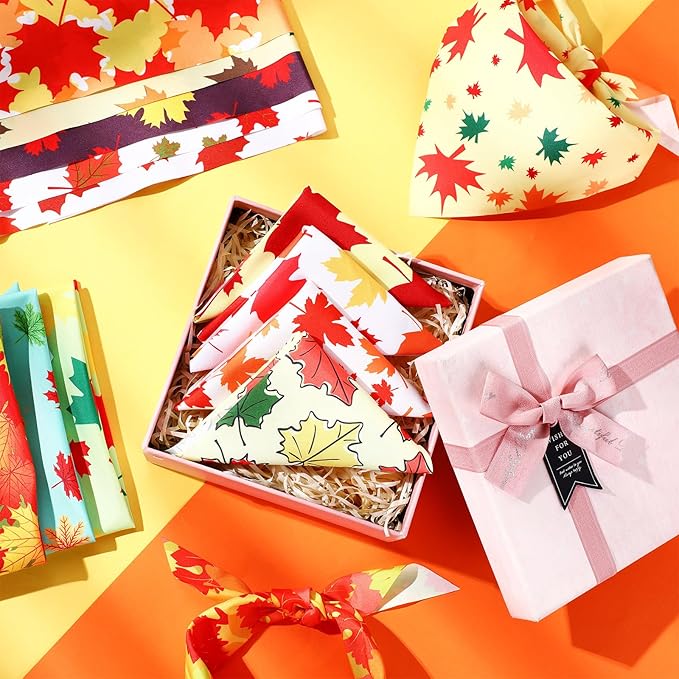 Abbylike 200 Pcs Fall Dog Bandanas Bulk Maple Leaves Bandanas for Dog Pet Triangle Kerchief Bibs Scarf for Fall Autumn Thanksgiving Costume Photo Props Accessories Pet Shops Adoption Events, 25 Styles-PawvioPets