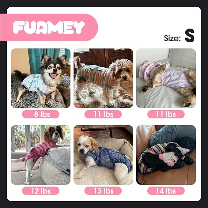 FUAMEY Recovery Suit for Dogs After Surgery,Soft Breathable Dog Bodysuit E-Collar & Cone Alternative Surgical Suit,Male Female Dog Neuter Spay Suits Anti Licking Wounds Onesie Navy Blue Strips S-PawvioPets