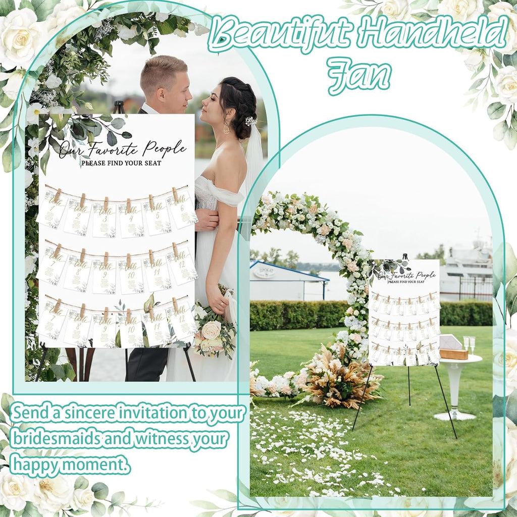 Pinkunn Greenery Wedding Seating Chart with Easel Display Stand 15.8 x 23.6 Inch Greenery Wooden Rustic Seating Chart Board Please Find Your Seat Sign for Baby & Bride Shower Wedding Sign Decor