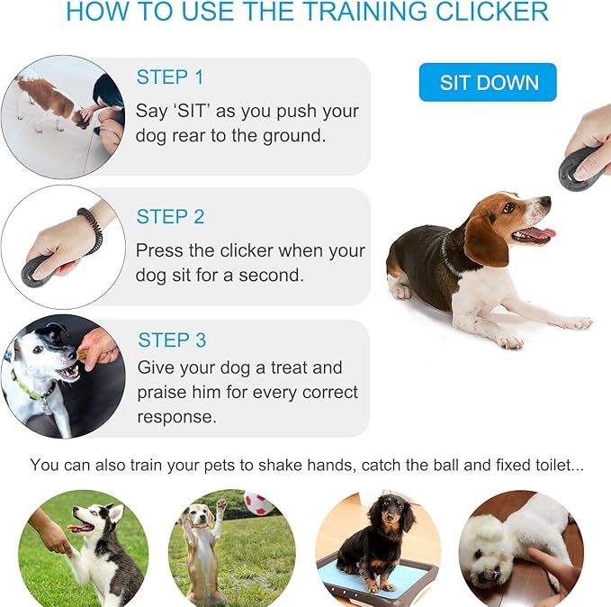 Clicker Training for Dogs, [4 Pcs, Multi-Color] Dog Clicker for Training, Clicker Dog Training with Wrist Strap, Clicker for Pets, Dog Clicker Perfect for Dog Cat Horse Behavioral Training-PawvioPets