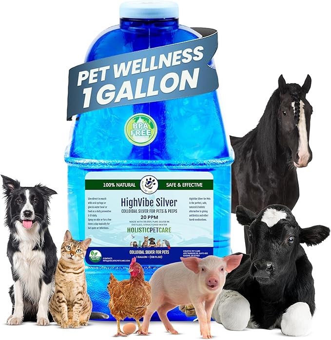 Colloidal Silver for Dogs, Cats, Horses & Birds - 20 PPM Effective Wound Care, Hot Spot Treatment, Skin Relief & Immune Support - All-Natural Pet Colloidal Silver (1 Gallon)-PawvioPets