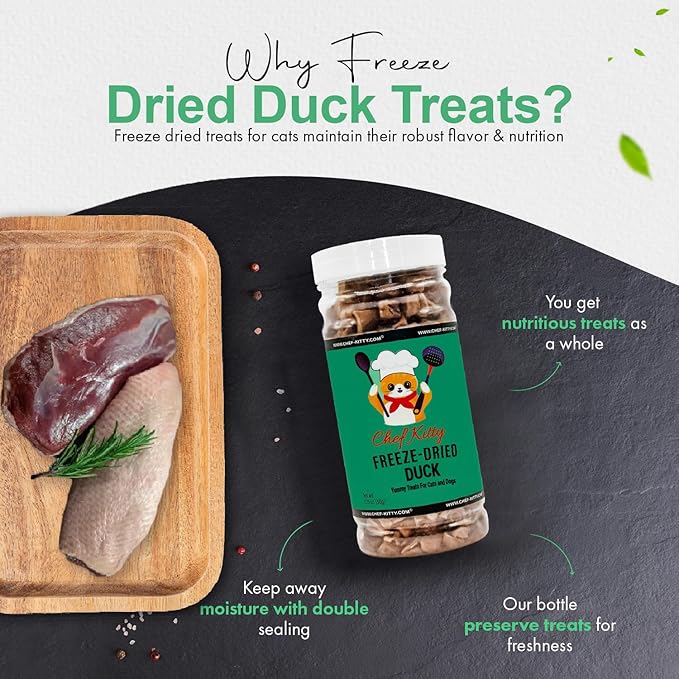 Freeze-Dried Duck Treats for Cats & Dogs – 100% Human Grade, Single Ingredient, High-Protein, Healthy Snack – No Additives or Preservatives – 1.5oz - Inspected & Tested in USA-PawvioPets