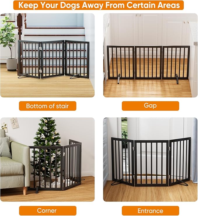 Black 18-55" Foldable Pet Gate for Stairs & Doorways, Puppy Gate Fence-PawvioPets