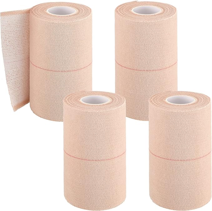 4 Rolls Elastic Tape Adhesive Elastic Tape Self Adhesive Bandage Wrap Flexible Stretch Bandages for Sports Ankle, Knee and Wrist Sprains Animal Pets, 5 Yard (4 Inch in Width)-PawvioPets