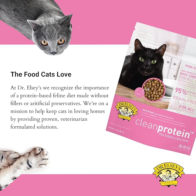 Dr. Elsey's cleanprotein Pork Cat Kibble 6.6lb. Bag-PawvioPets