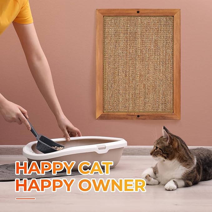 2PCS Cat Scratching Post - BXL, Natural Wooden Sisal Cat Wall Scratcher, Floor or Wall Mounted Vertical Cat Scratch Pad for Indoor Cats Adults or Kittens, Cat Wall Furniture Protector-PawvioPets