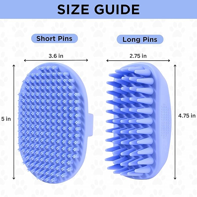 Dog Grooming Bath Brush, Pet Rubber Brush For Shower Scrubbing & Soothing Massage, Ideal for Long & Short Haired Dogs and Cats, Essential Puppy Grooming Accessories, 2 PACK [We Love Doodles]-PawvioPets