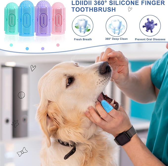 Dog Toothbrush Dogs Tooth Brushing Kit 4 Pack Dog Finger Toothbrush for Dogs Teeth Cleaning& Dental Care,Dogss Tooth Brush Pet Toothbrush-PawvioPets