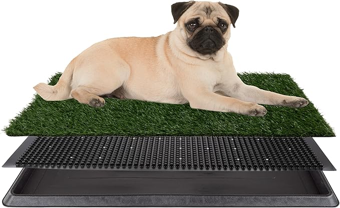 Artificial Grass Puppy Pee Pad for Dogs and Small Pets - 16x20 Reusable 3-Layer Training Potty Pad with Tray - Dog Housebreaking Supplies by PETMAKER-PawvioPets