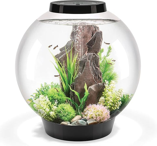biOrb Classic 60 Acrylic 16-Gallon Aquarium with White LED Lights Modern Tank for Tabletop Display, Black-PawvioPets