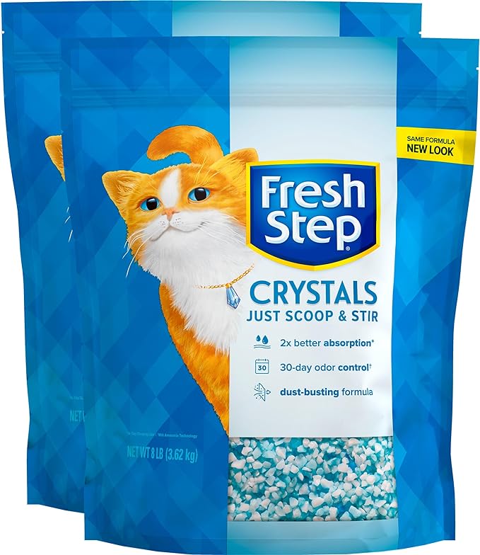 Fresh Step Crystals, Premium Cat Litter, Scented, 8 Pounds, Pack of 2 (Package May Vary)-PawvioPets