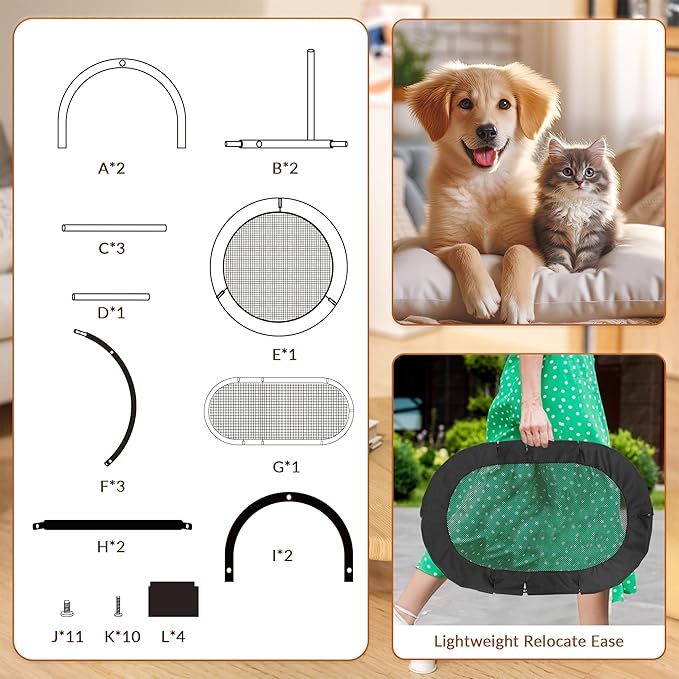 Defined Deco 2 Tier Elevated Cat Hammock Bed, Furniture Cat Bed Breathable Comfortable, Raised Cool Ca t Hammock for Indoor Cats, with Removable Mesh and Steel Frame for Summer-PawvioPets