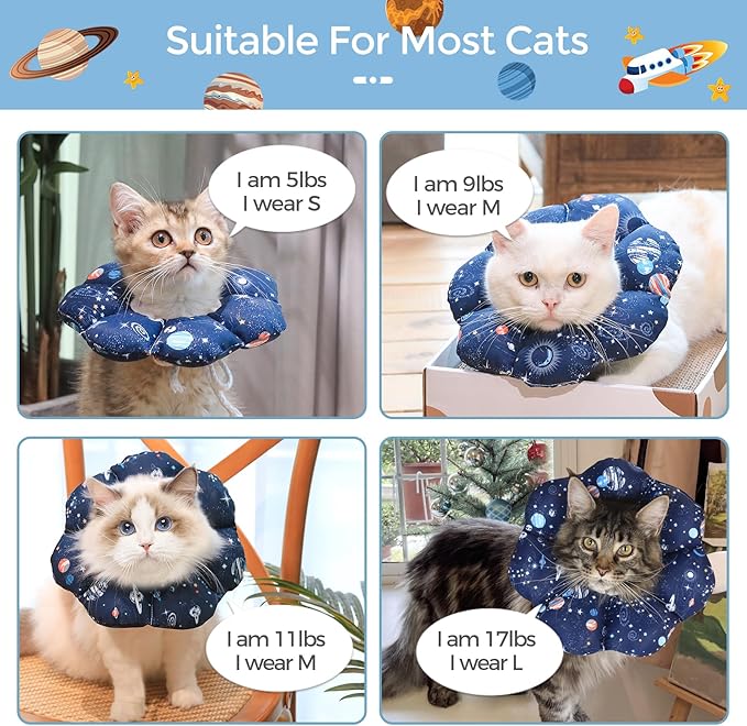 ComSaf Cat Cone Collar Soft, Protective Adjustable Cat Cones to Stop Licking After Surgery, Comfortable Lightweight Elizabethan Collar for Kitten Prevent from Licking Wounds, Not Block Vision-PawvioPets