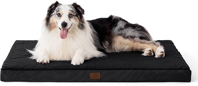 Bedsure XL Dog Bed for Crate - Large Orthopedic Flat Pet Beds with Removable Washable Cover, Egg Crate Foam Crate Mat, Suitable for Pet Up to 90 lbs-PawvioPets