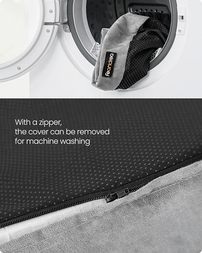 Feandrea Orthopedic Dog Bed, Large Dog Bed Waterproof, Removable Washable Cover Sofa with Non-Slip Bottom, Raised Edges, 48 x 33 x 8 Inches, Light Gray UPGW078G02V1-PawvioPets