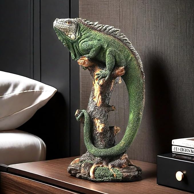 14 Inch Lizard Statue Resin Sculpture Decor Figurines for Home Decor Accents, Living Room Bedroom Office Decoration - Animal Sculptures Collection for Lizard Lovers-PawvioPets