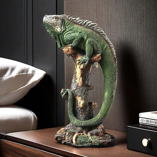 14 Inch Lizard Statue Resin Sculpture Decor Figurines for Home Decor Accents, Living Room Bedroom Office Decoration - Animal Sculptures Collection for Lizard Lovers-PawvioPets